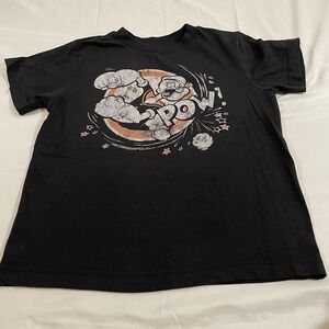 Popeye The Sailor Man Kids T-Shirt Black Graphic Tee Pow Cartoon‎ 2009